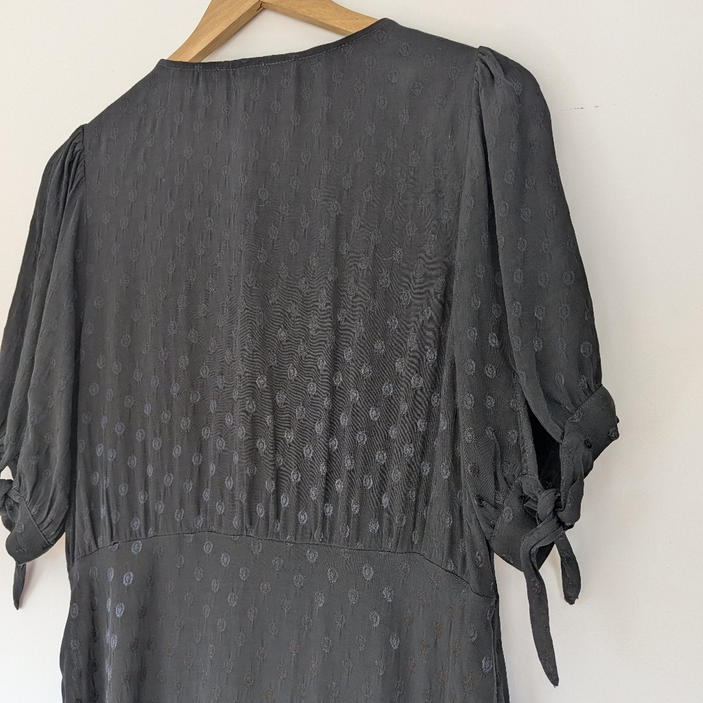 Maeve Anthropologie Black Button-Front Midi Dress with Tie Sleeves - Picture 6 of 15